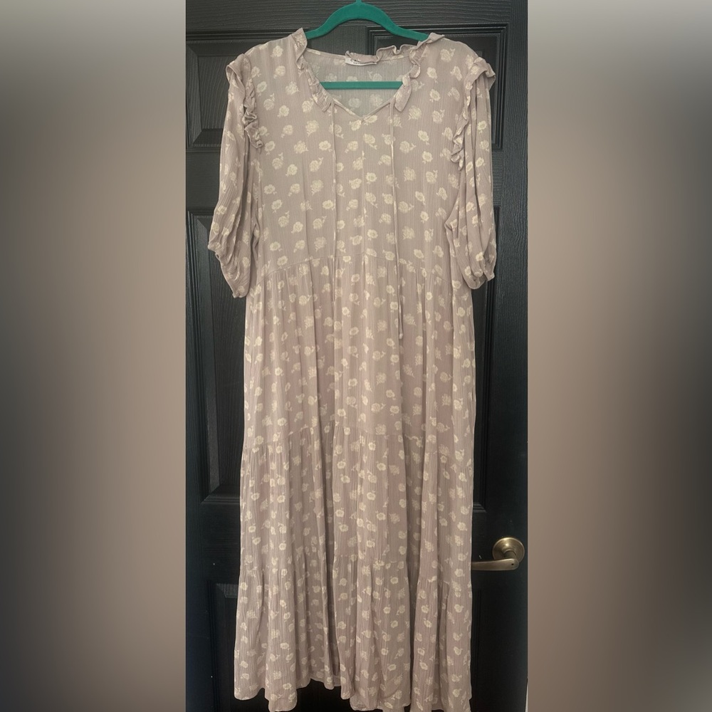 Floral Patterned Cream Dress
